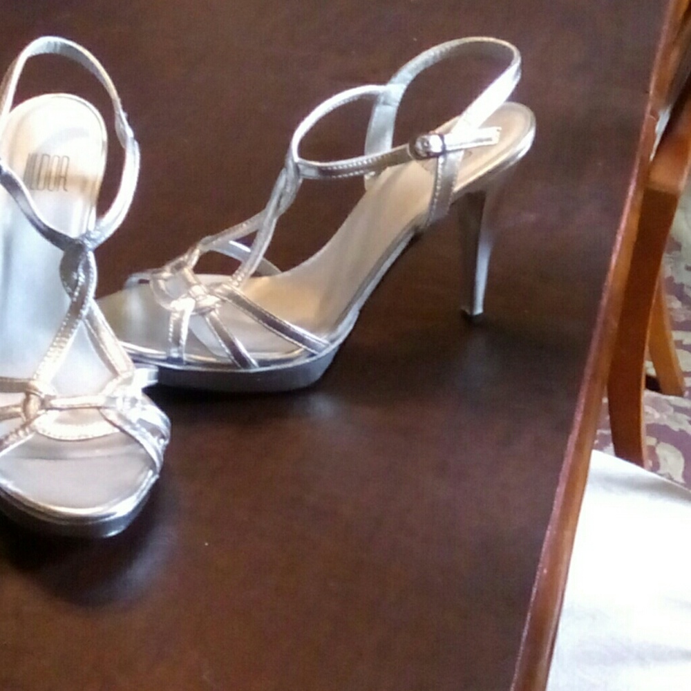 Silver strappy platform